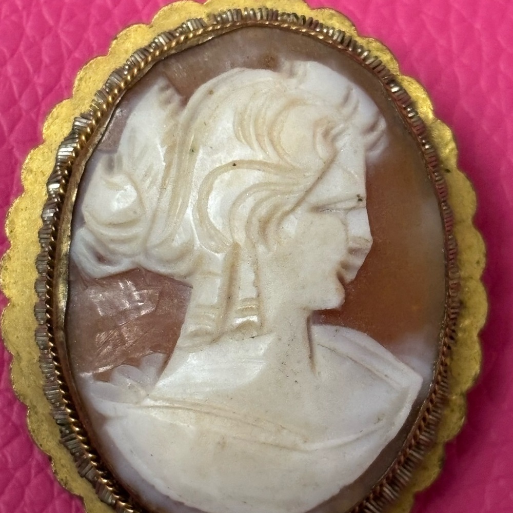 VINTAGE GOLD & SILVER CAMEO PIN PENDANT
